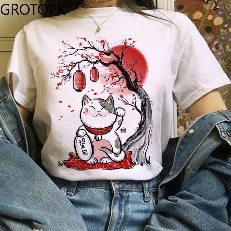 Wish Fun Animation Printed Pattern Round Neck Short Sleeve T-Shirt Women'S Top - Image 2