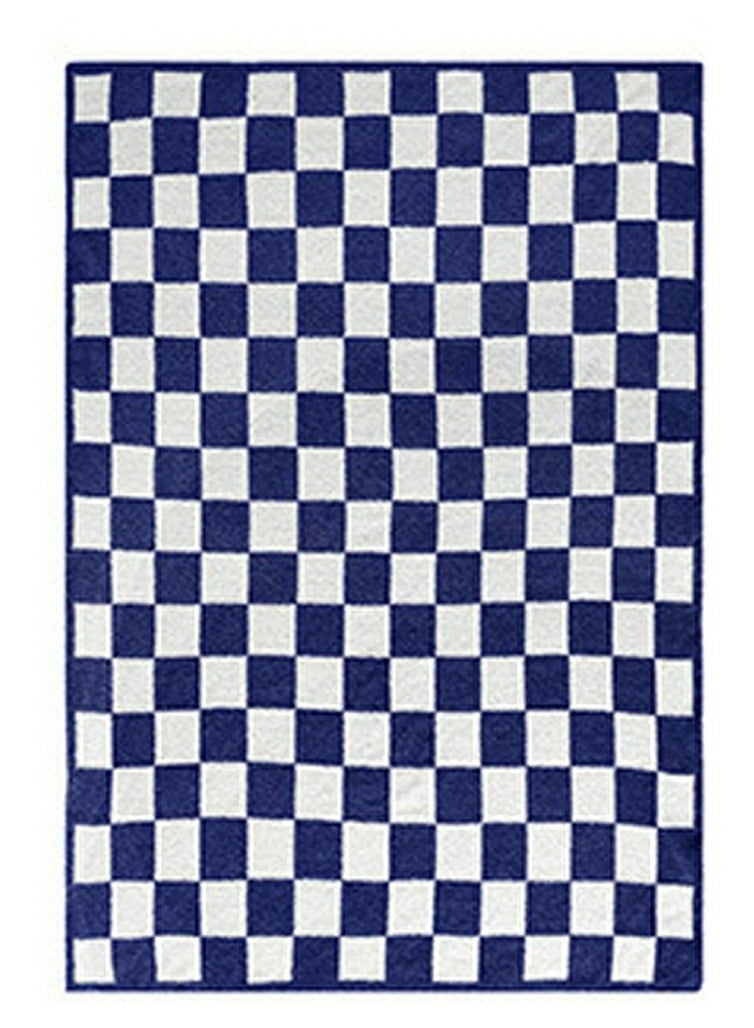 إسكدنيا رقعة الشطرنج نمط البطانيات الناعمة الدافئة البحرية الأزرق / الأبيض - Image 4