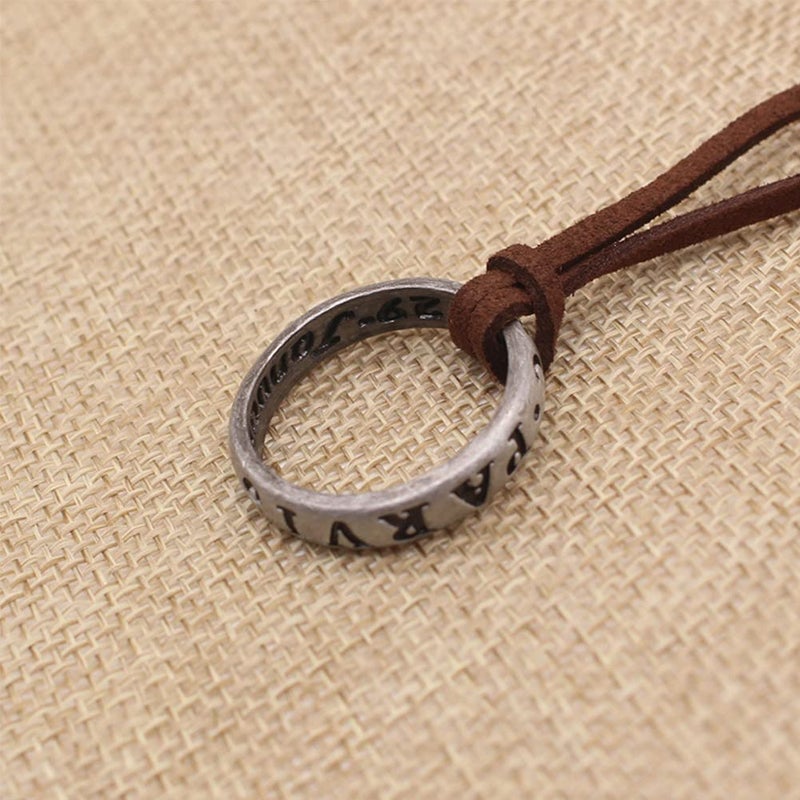 NWSOJ Uncharted 4 Nathan Drake Ring Necklace for Men with Adjustable Leather Cord Handmade - Image 3