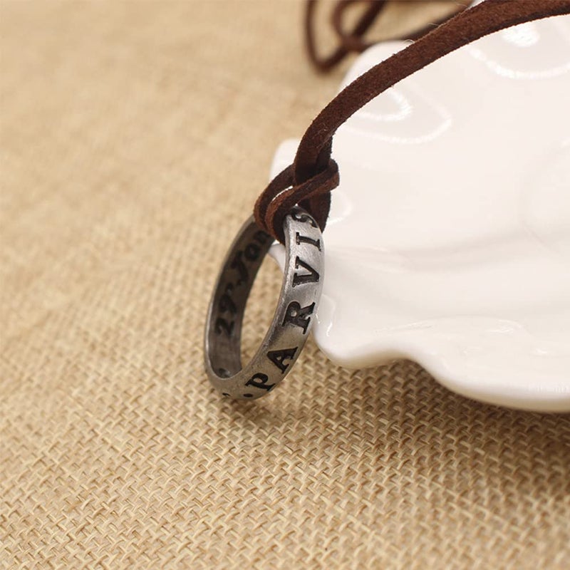 NWSOJ Uncharted 4 Nathan Drake Ring Necklace for Men with Adjustable Leather Cord Handmade - Image 4