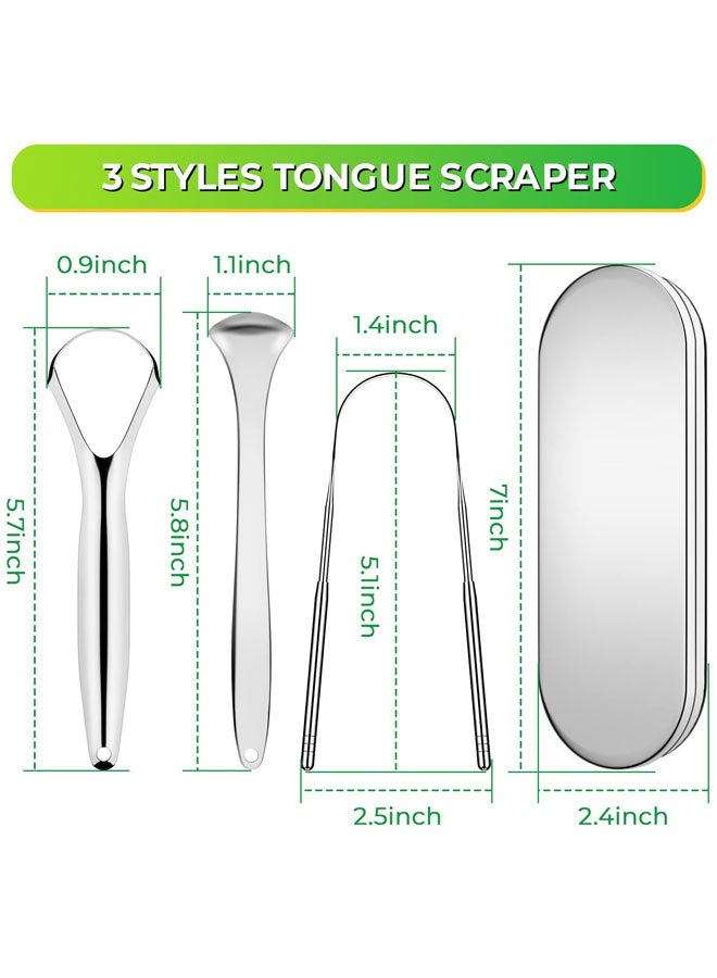 3 Pack Stainless Steel Tongue Cleaner With Travel Case, Toungescraper Tongue Scrapers For Adults, Kids, Scraper Tongue Cleaners Kit For Fresh Breath & Oral Health - Image 2