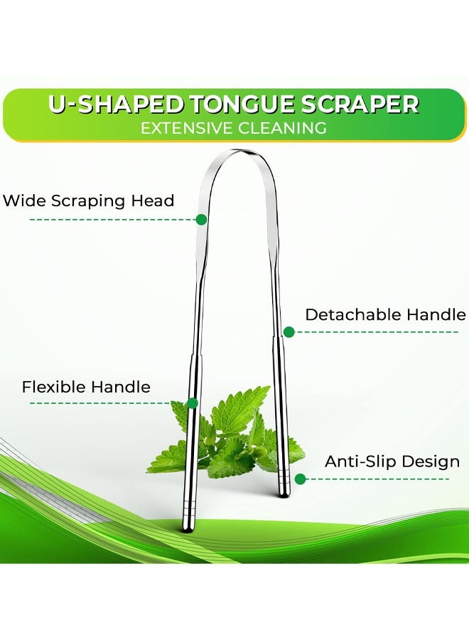 3 Pack Stainless Steel Tongue Cleaner With Travel Case, Toungescraper Tongue Scrapers For Adults, Kids, Scraper Tongue Cleaners Kit For Fresh Breath & Oral Health - Image 3