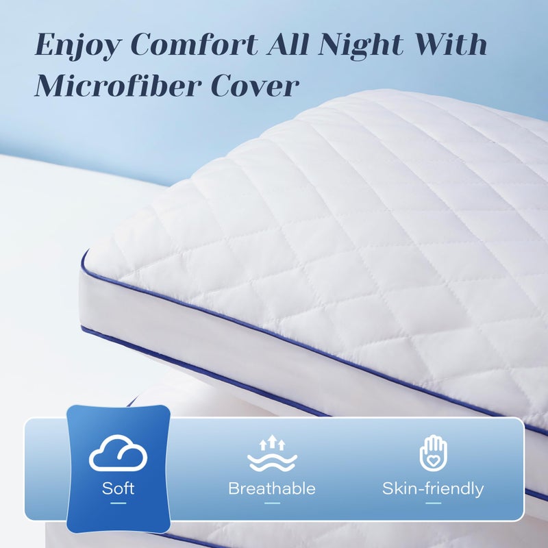 Mosluna Shredded Memory Foam Pillows King Size Set of 2, Soft Bed Pillow for Side and Back Sleepers, Medium Firm Pillows 2 Pack with Gusset(20"x36") - Image 5