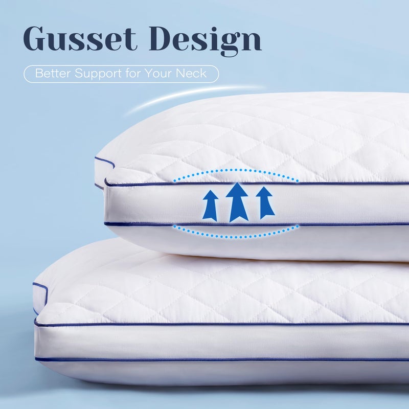 Mosluna Shredded Memory Foam Pillows King Size Set of 2, Soft Bed Pillow for Side and Back Sleepers, Medium Firm Pillows 2 Pack with Gusset(20"x36") - Image 3