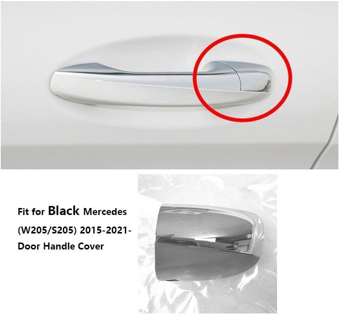 WXZOS Front Left Door Handle Cover Cap for Mercedes-Benz C-Class (W205/S205) 2015-2021 - Black - Image 2