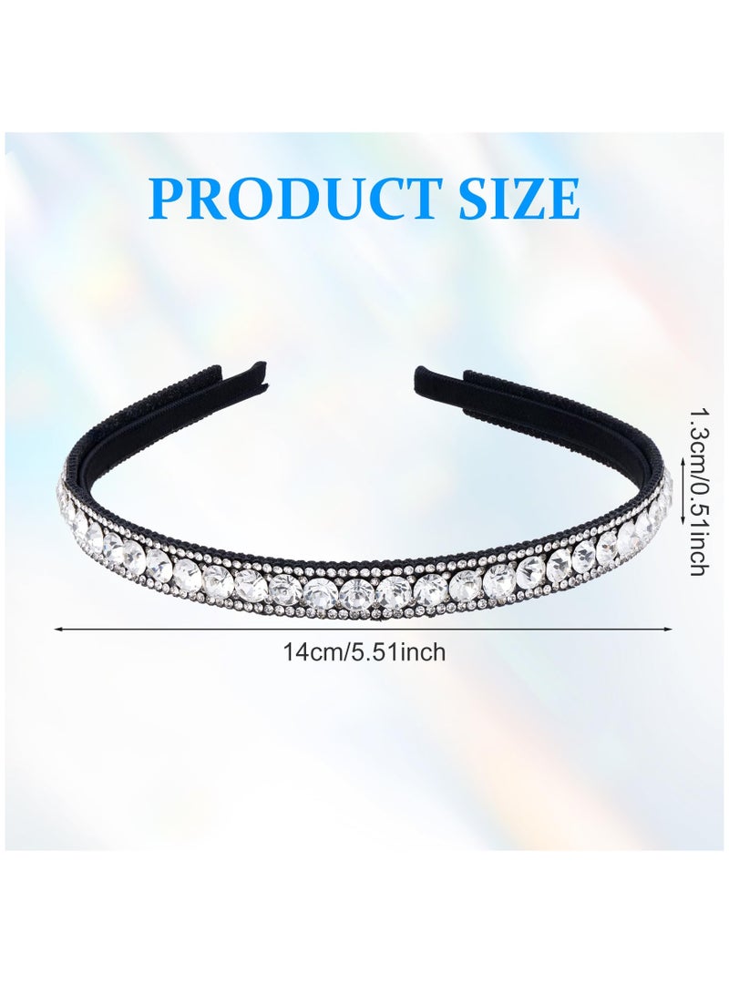 KASTWAVE 2 Pack Non-Slip Rhinestone Headbands for Women, Sparkling Crystal Hair Bands for Bridal Wedding, Bling Diamond Hair styling Clips Accessories for Girls- Black & White - Image 2