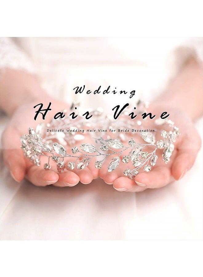 JAKAWIN Bride Wedding Crystal Hair Vine Silver Rhinestone Hair Piece Bridal Hair Accessories for Women and Girls HV113 (Silver)  - Image 4