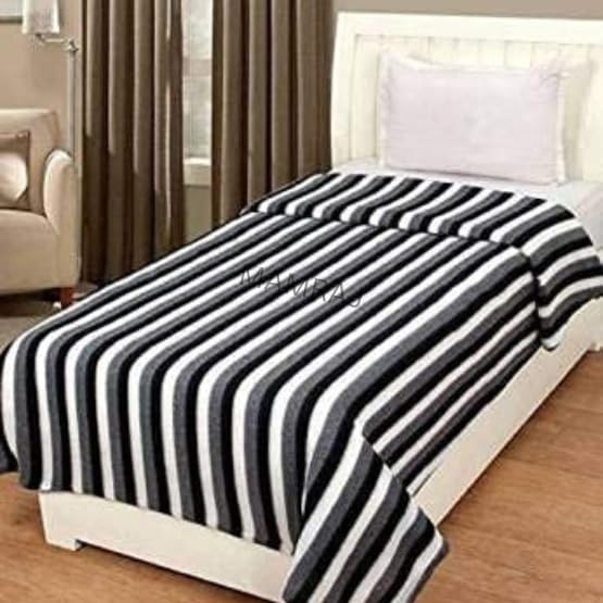 MAMRAJ Polar Striped Fleece Single Bed Blanket | Warm, Lightweight & Skin-Friendly Bedding for AC & Winter Use | Black & White Design | 58 x 88 Inch, Pack of 10 Pieces - Image 3