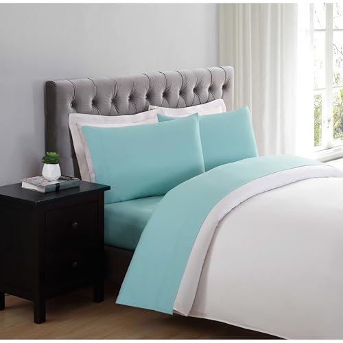 TRULY SOFT Everyday Sheet Set Turquoise Polyester 3-Piece Twin Sheet Set, Solid Color Themed, Adult Bedding, Oeko-TEX Certified - Image 3