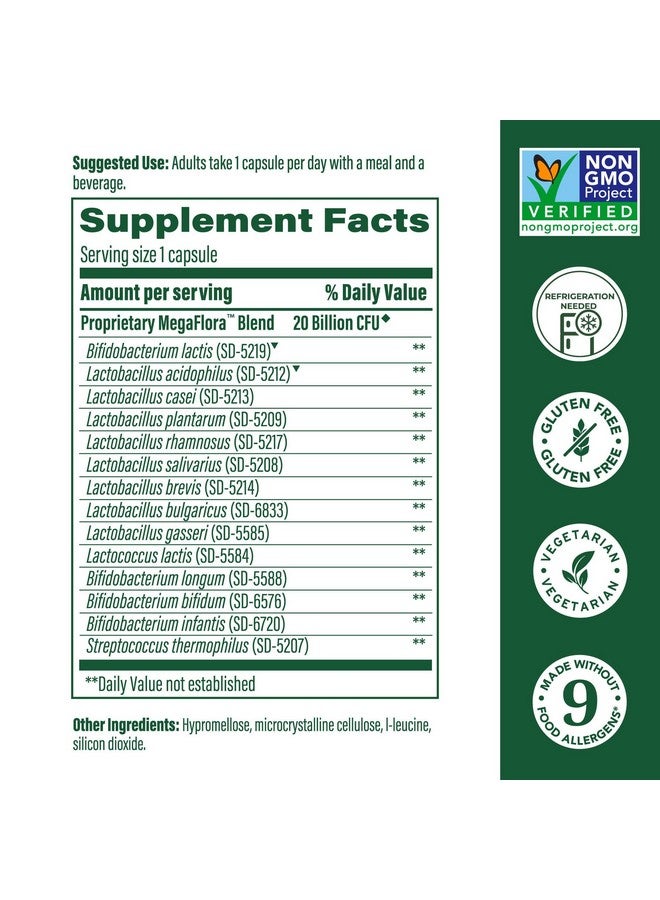 MegaFood MegaFlora Probiotic - Probiotics for Women Digestive Health - Immune Support Supplement - 20 Billion CFU - 14 Strains - Non-GMO - Vegetarian - 30 Mini Capsules (30 Servings) - Image 2