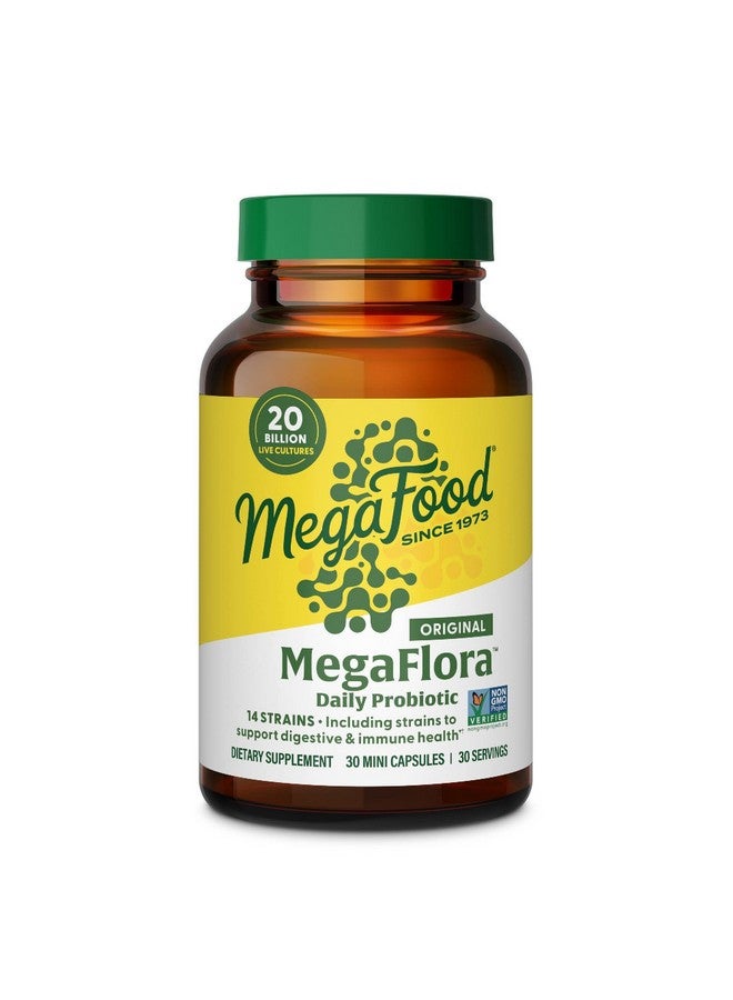MegaFood MegaFlora Probiotic - Probiotics for Women Digestive Health - Immune Support Supplement - 20 Billion CFU - 14 Strains - Non-GMO - Vegetarian - 30 Mini Capsules (30 Servings) - Image 1