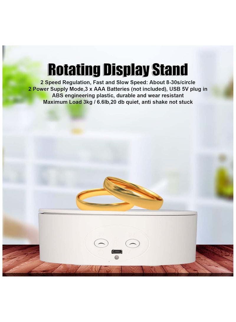 حامل عرض دوار بمحرك 360 درجة، حامل عرض دوار لزجاجات النبيذ ومنتجات التجميل والتصوير الفوتوغرافي والمجوهرات، حمولة 6.6 رطل، مزود ببطارية ومصدر طاقة USB - Image 4