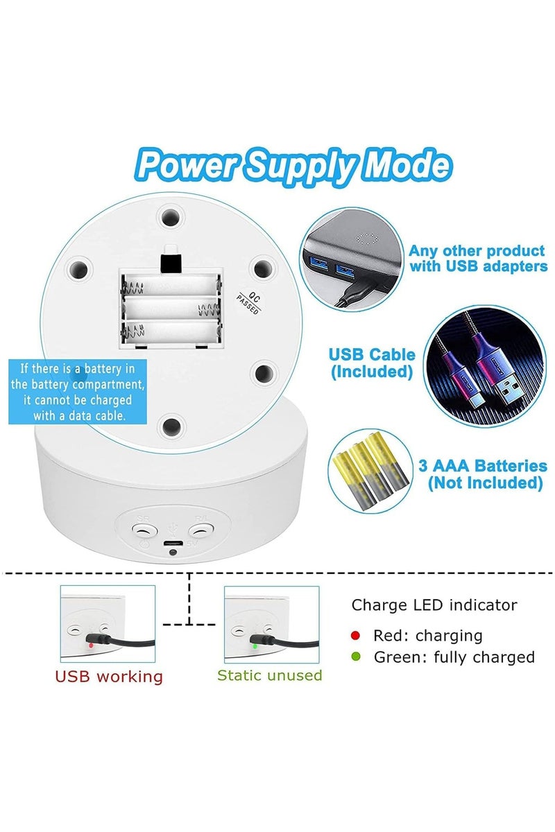 حامل عرض دوار بمحرك 360 درجة، حامل عرض دوار لزجاجات النبيذ ومنتجات التجميل والتصوير الفوتوغرافي والمجوهرات، حمولة 6.6 رطل، مزود ببطارية ومصدر طاقة USB - Image 2