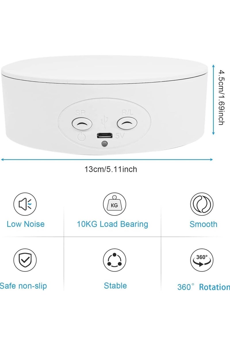 حامل عرض دوار بمحرك 360 درجة، حامل عرض دوار لزجاجات النبيذ ومنتجات التجميل والتصوير الفوتوغرافي والمجوهرات، حمولة 6.6 رطل، مزود ببطارية ومصدر طاقة USB - Image 3