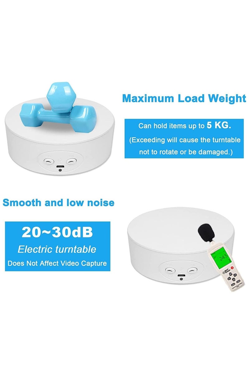 حامل عرض دوار بمحرك 360 درجة، حامل عرض دوار لزجاجات النبيذ ومنتجات التجميل والتصوير الفوتوغرافي والمجوهرات، حمولة 6.6 رطل، مزود ببطارية ومصدر طاقة USB - Image 5
