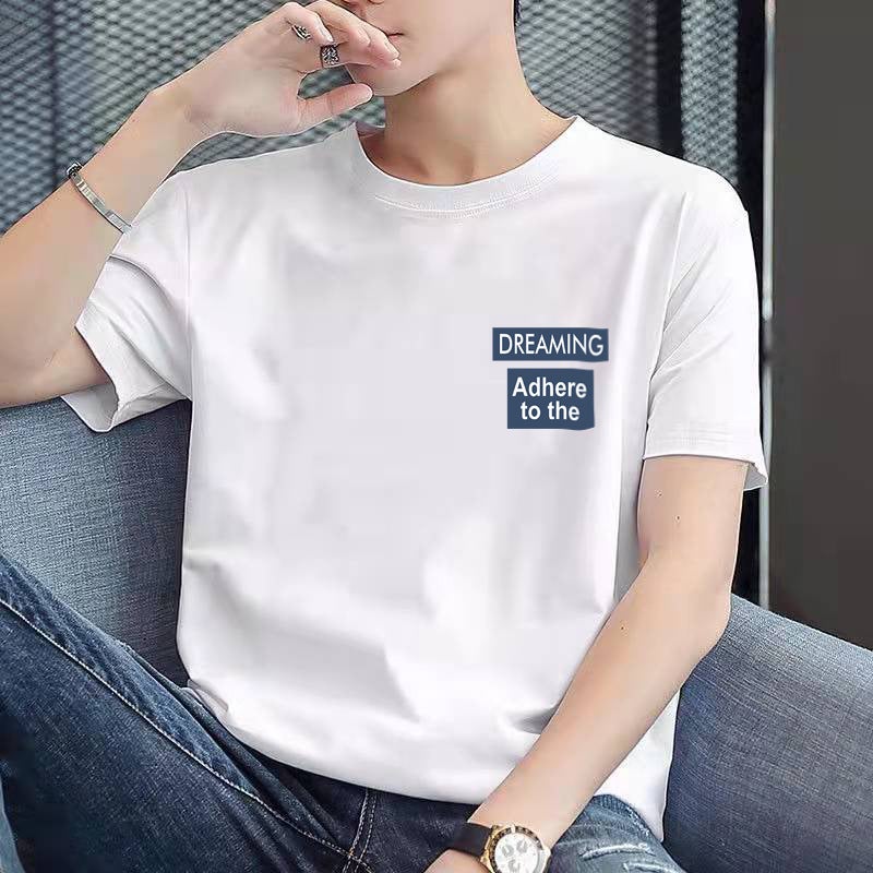 Summer Short-Sleeved Men'S T-Shirt Base Shirt Solid Color All-Match Top Clothes Round Neck Slim-Fit Short-Sleeved T-Shirt Casual Men'S Wear - Image 3