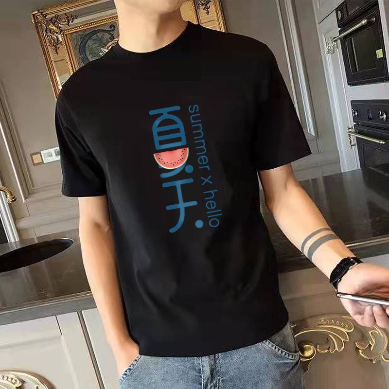 Summer Short-Sleeved Men'S T-Shirt Base Shirt Solid Color All-Match Top Clothes Round Neck Slim-Fit Short-Sleeved T-Shirt Casual Men'S Wear - Image 1