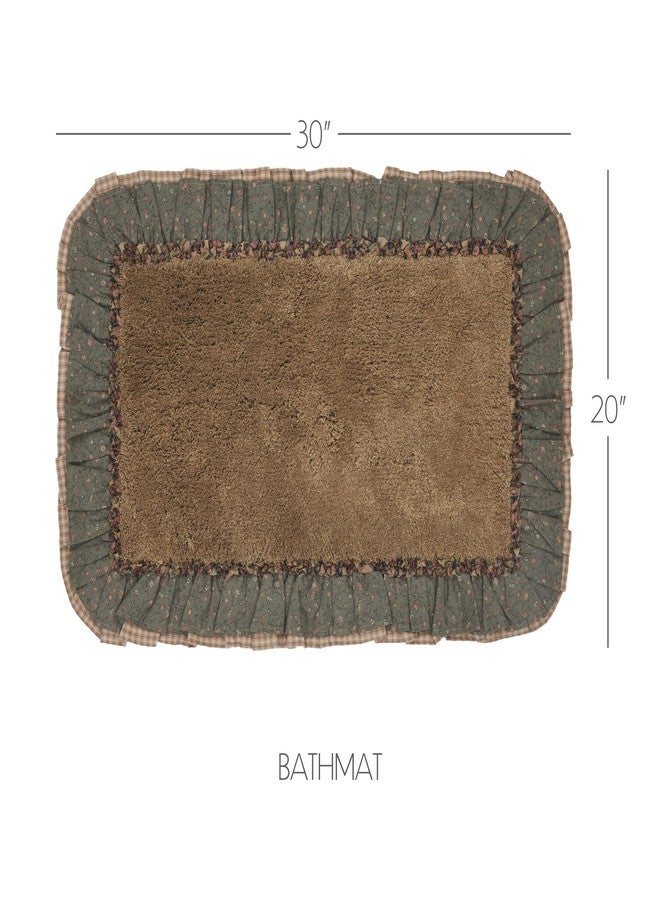 VHC Brands Crosswoods Ruffled Bath Mat, Brown, 20x30 - Image 2