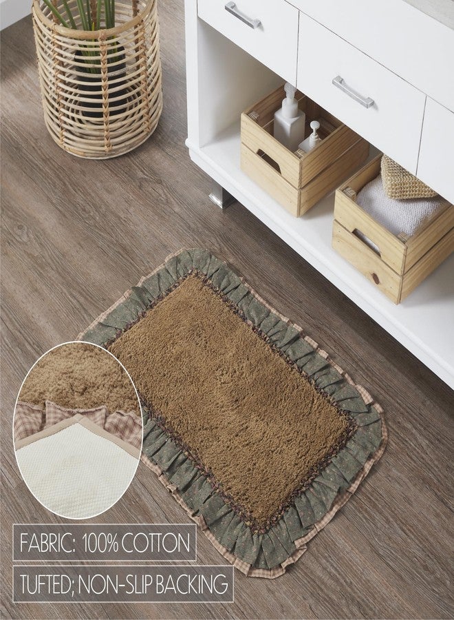 VHC Brands Crosswoods Ruffled Bath Mat, Brown, 20x30 - Image 3