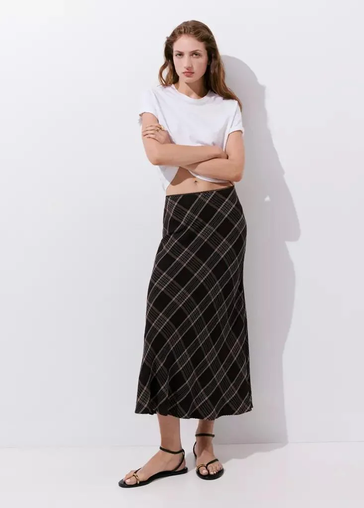 Mango  Checked Midi Skirt for Women | Best Price UAE