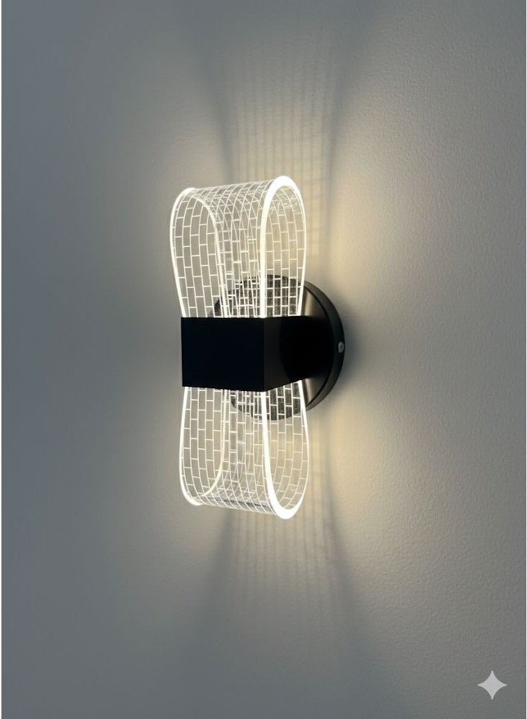Modern LED Wall Sconce, Curved Acrylic Design Indoor Light Fixture - Black - Image 1