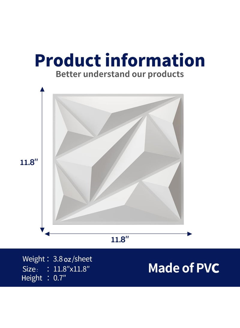 DMG TECH 3D Wall Panels, 20 Pack 3D Wall Panel Diamond for Interior Wall Décor  - Image 3