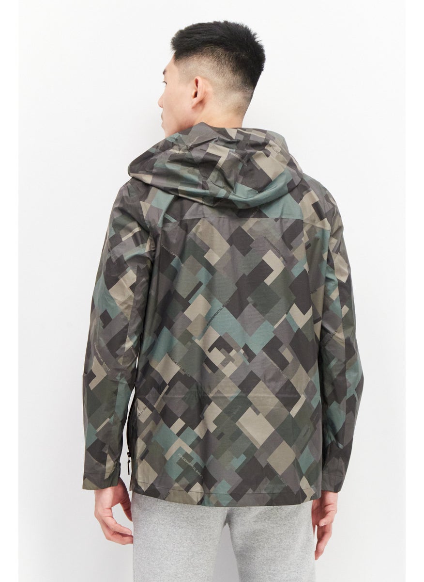 Jack Jones Men Camouflage Hooded Windbreaker Jacket, Olive Combo  - Image 3