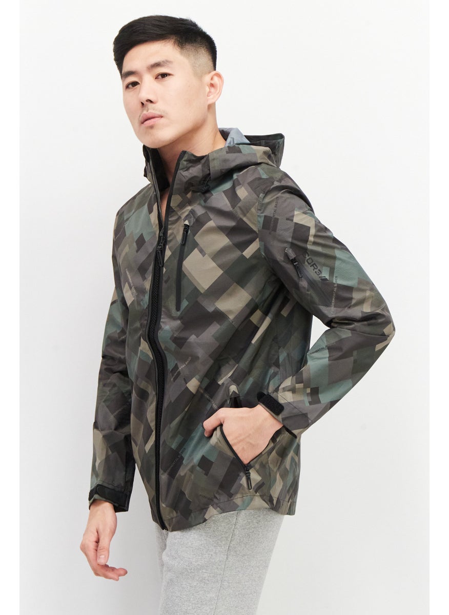 Jack Jones Men Camouflage Hooded Windbreaker Jacket, Olive Combo  - Image 4