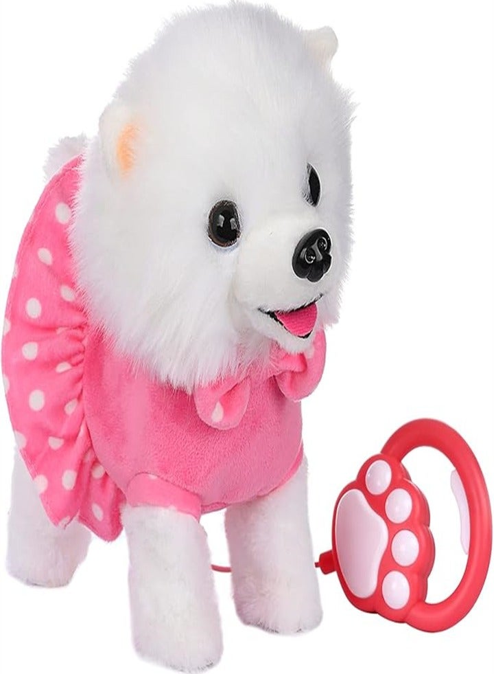 Electronic pet dog toy with remote control, walking Pomeranian, leash animation puppy nodding, barking and wagging tail children's birthday gift  - Image 1