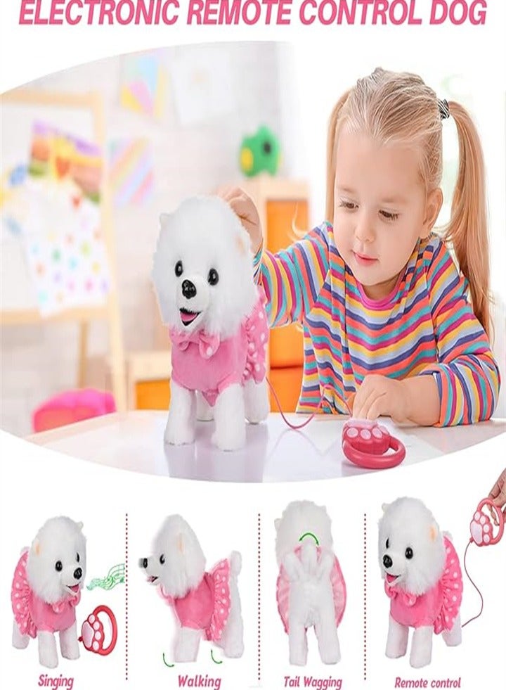 Electronic pet dog toy with remote control, walking Pomeranian, leash animation puppy nodding, barking and wagging tail children's birthday gift  - Image 2