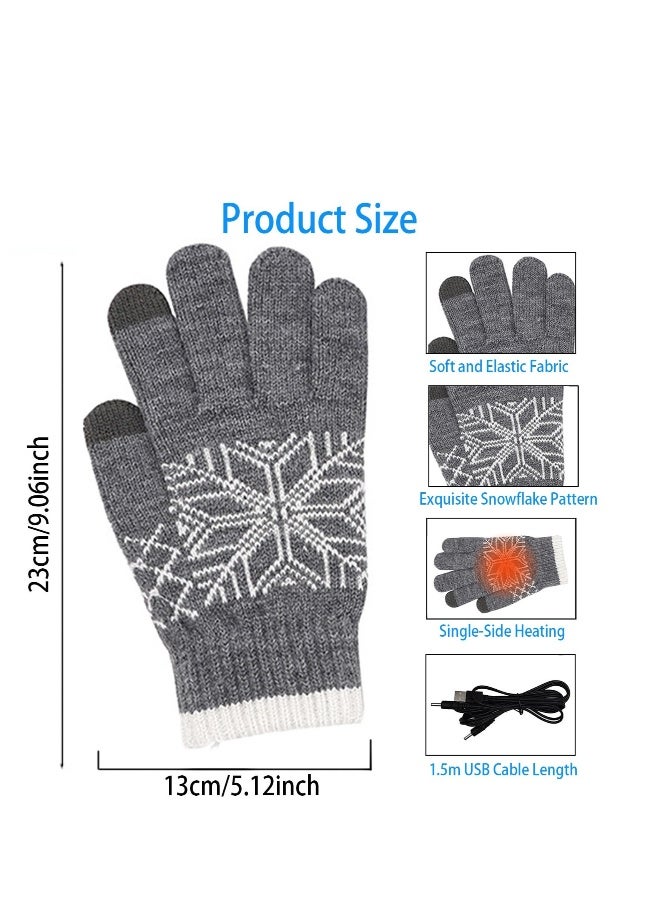 USB Heated Gloves, Winter Warm Heating Gloves, Washable Touchscreen Electric Warm Gloves, Knitted Heated Gloves, for Men Women Indoor Outdoor - Image 2