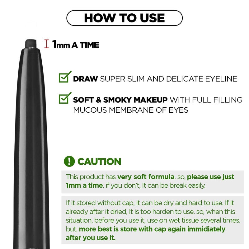 THESAEM Eco Soul Powerproof Super Slim Eyeliner - Smudge Proof Gel Eyeliner - Micro Precision Tip (2mm) - Highly Pigmented & Long-lasting Eye Makeup Glides on Smoothly, 0.1g (BR03 Teddy Brown) - Image 5