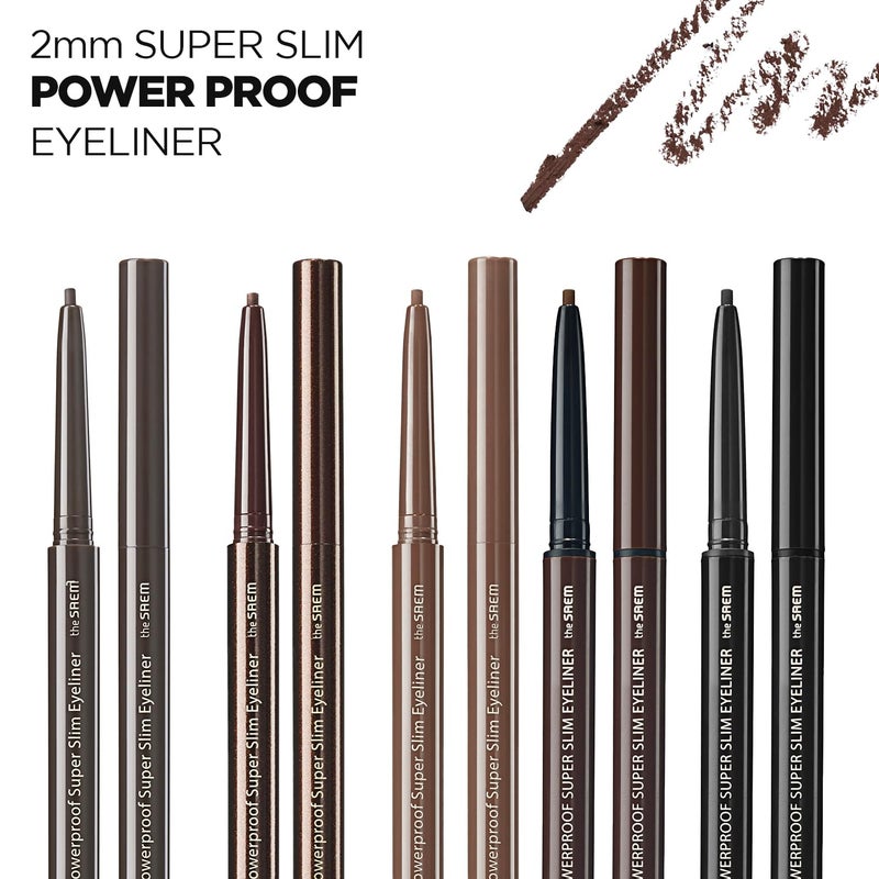 THESAEM Eco Soul Powerproof Super Slim Eyeliner - Smudge Proof Gel Eyeliner - Micro Precision Tip (2mm) - Highly Pigmented & Long-lasting Eye Makeup Glides on Smoothly, 0.1g (BR03 Teddy Brown) - Image 2