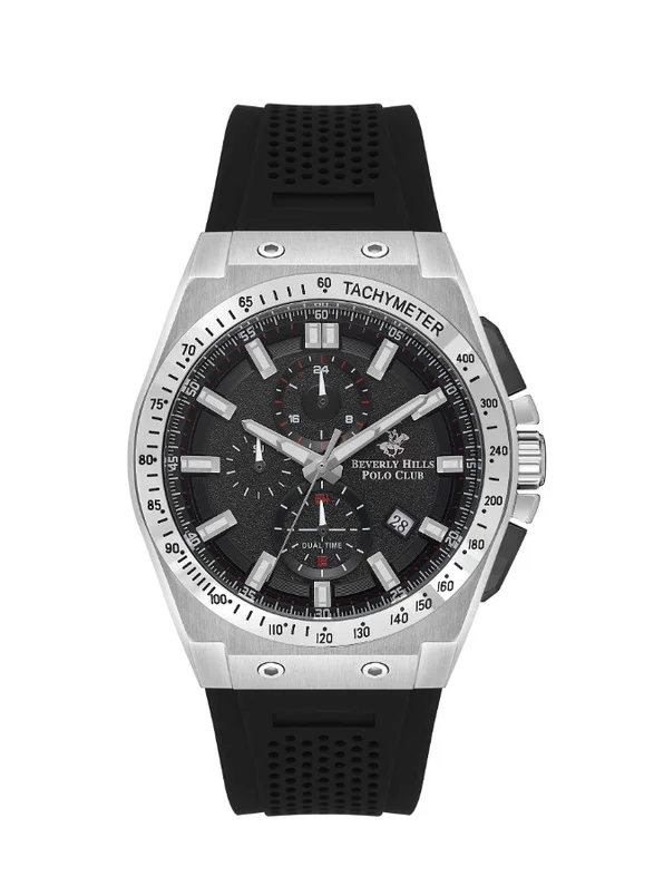 BEVERLY HILLS POLO CLUB Beverly Hills Polo Club BP3541X.351 Men's Multi Function Display Watch & Silicone Strap Black