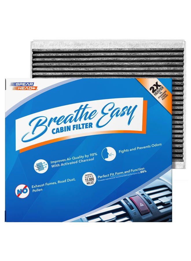 Spearhead Odor Defense Breathe Easy AC & Heater Cabin Filter | Fits 08-11 Accent, 07-16 Elantra/13-14 Coupe/13-17 GT, 14-18 Forte/5, 14-16 Koup | Up to 25% Longer Lasting w/Activated Carbon (BE-728) - Image 1