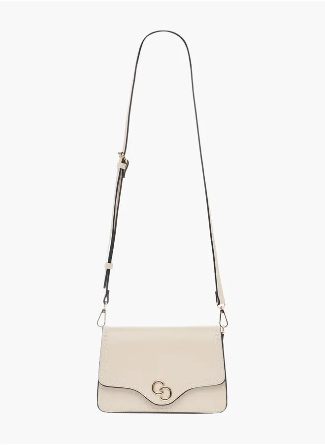 سيليست Solid Crossbody Bag with Detachable Strap and Flap Closure