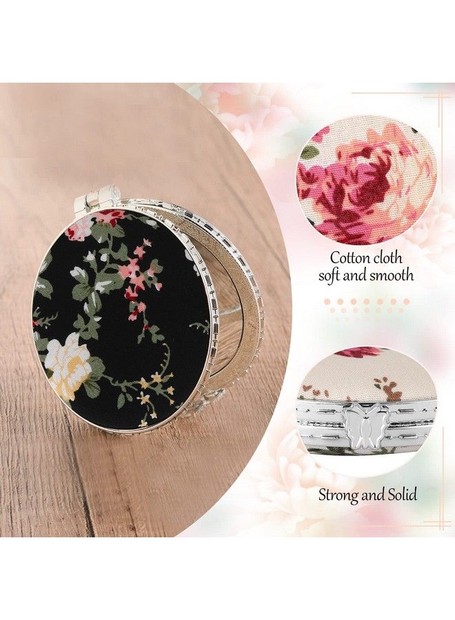 Blulu 9 Pcs Retro Compact Mirrors Portable Compact Travel Mirror Flowers Folding Mirrors Vintage Purse Mirrors Floral Pocket Mirror For Women Girls Beauty Round Square Heart (Silver Edgepeony Pattern) - Image 5