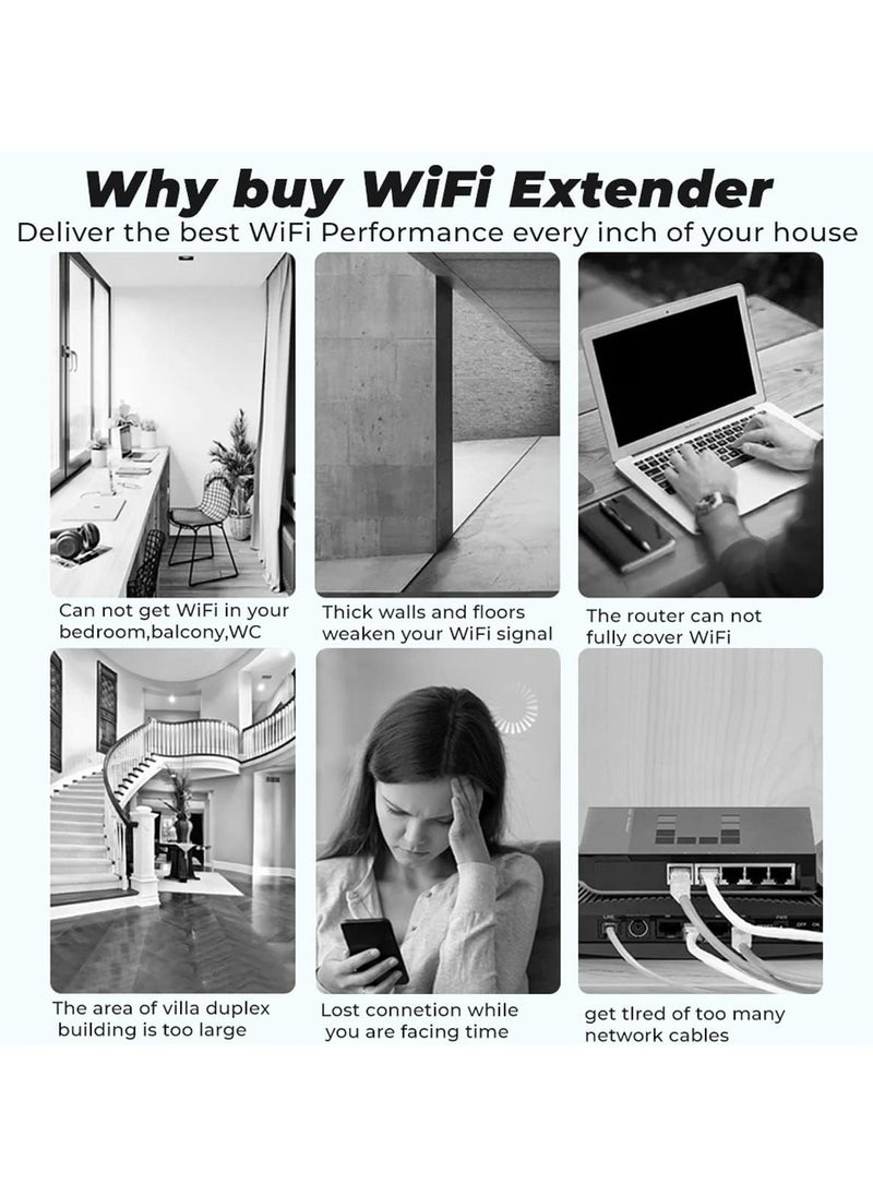 Generic - WiFi Booster WiFi Extender Booster 1200Mbps WiFi Booster Range Extender 5GHz 2.4GHz with 1 Ethernet Port 4 Antennas Repeater/Router/AP Mode - Image 1