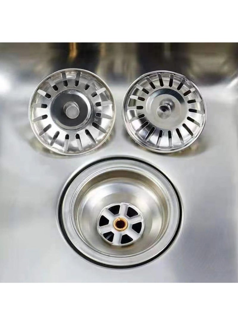 كابتن تيك 2PCS بالوعة المطبخ فلتر سدادة عالمية سيليكون بالوعة المطبخ استنزاف فلتر الغذاء جامع بالوعة المطبخ استنزاف الفضة فلتر سدادة - Image 2