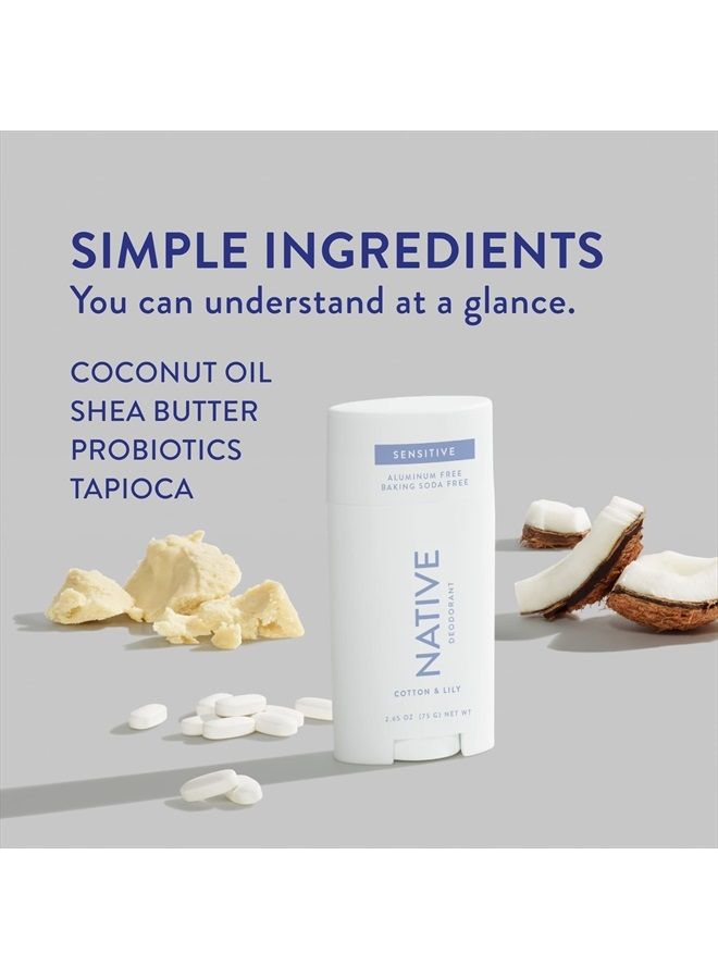 native Sensitive Deodorant | Natural Deodorant for Women and Men, Aluminum Free, Baking Soda Free, Phthalate Free, Talc Free, Coconut Oil and Shea Butter | Cotton & Lily (Sensitive) - Image 3