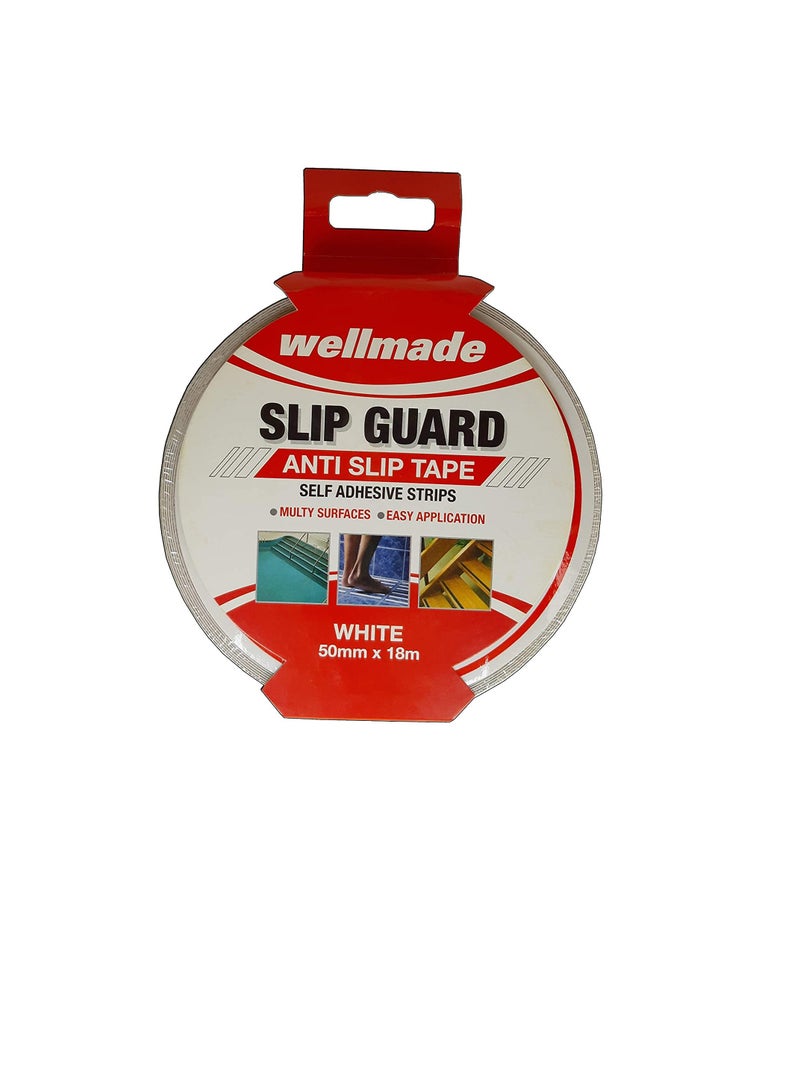 Wellmade Synthetic Fine Resilient Soft Traction Anti Slip Skid Tapes for Bare Feet, 18m 2in (50mm) White - Image 1
