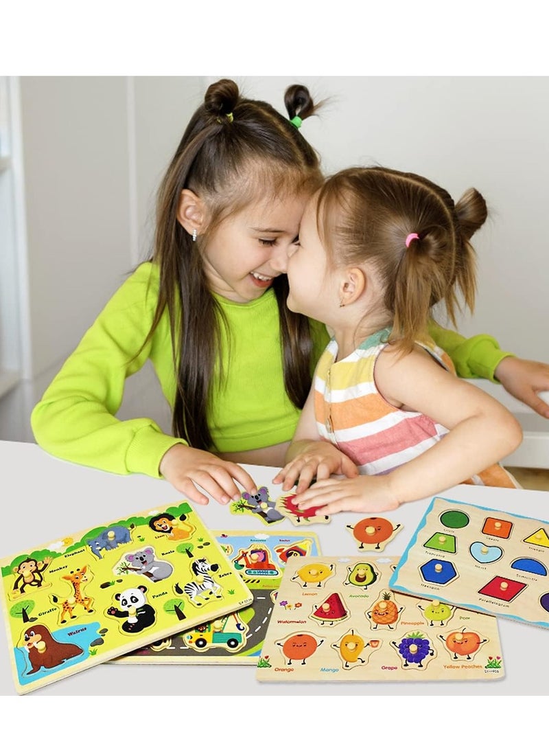 Mordely Wooden Puzzles for 3 Year Old Wooden Toy Puzzle Montessori Preschool Toys for Baby and Toddlers, Early Education GamesAnimals Puzzles Wooden Toy 3 4 5Gift for Boy or Girl - Image 3