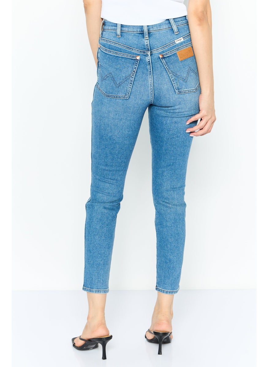 Wrangler Women Regular Fit High Rise Straight Leg Jeans, Blue  - Image 4