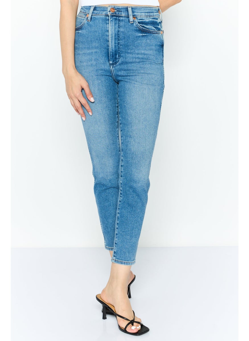 Wrangler Women Regular Fit High Rise Straight Leg Jeans, Blue  - Image 1