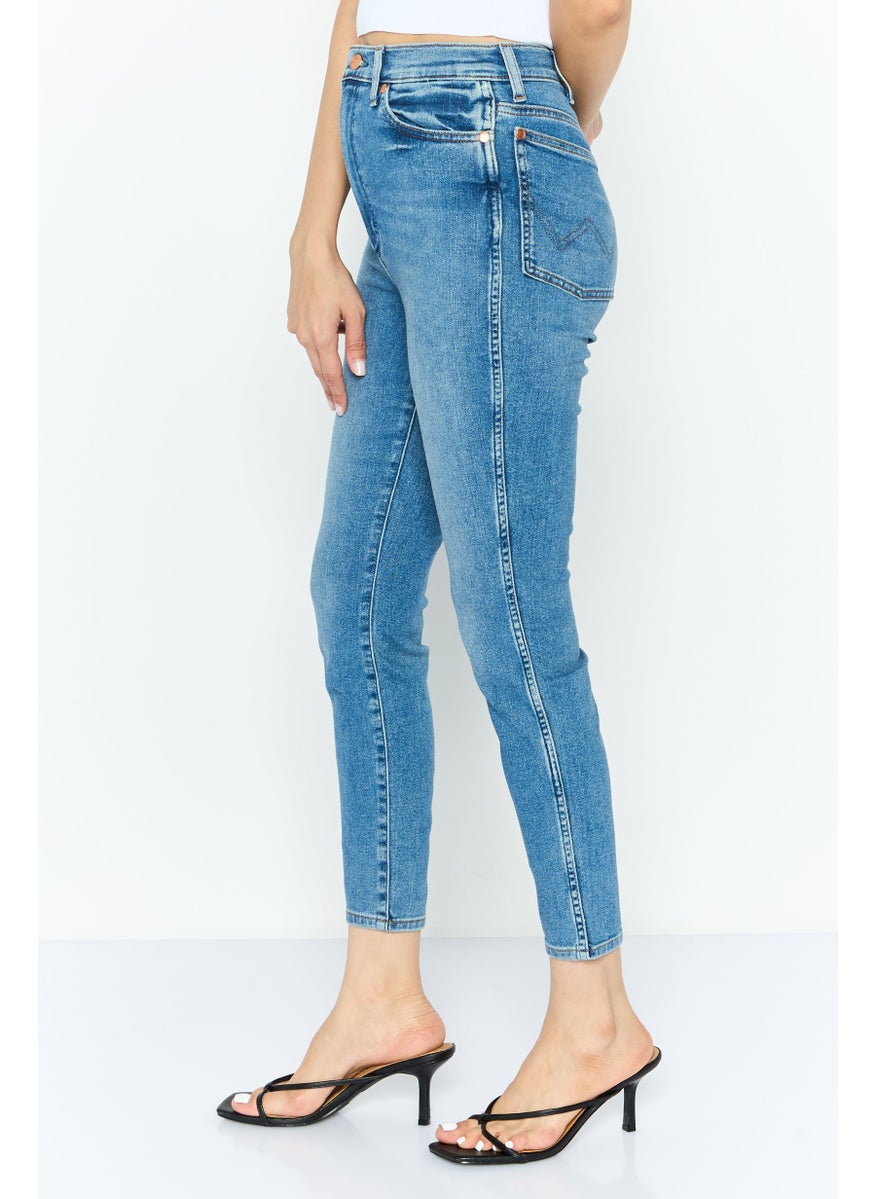 Wrangler Women Regular Fit High Rise Straight Leg Jeans, Blue  - Image 2