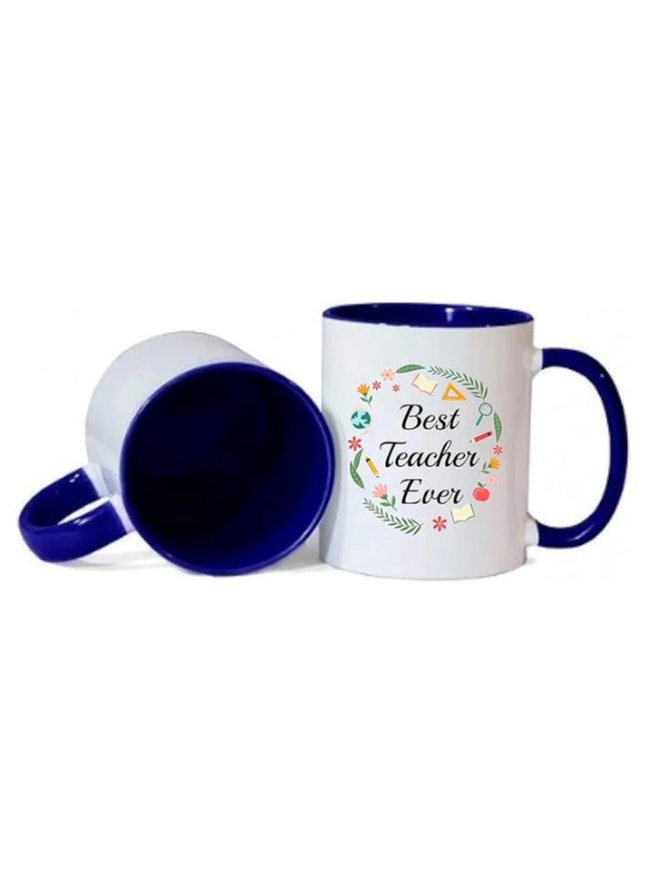 PRINTSHOP4ME Teachers Appreciation Coffee Mug Gifts For Teachers Day | World Teachers Day |Teachers Day Gifts (Two Tone Blue Mug)  - Image 2