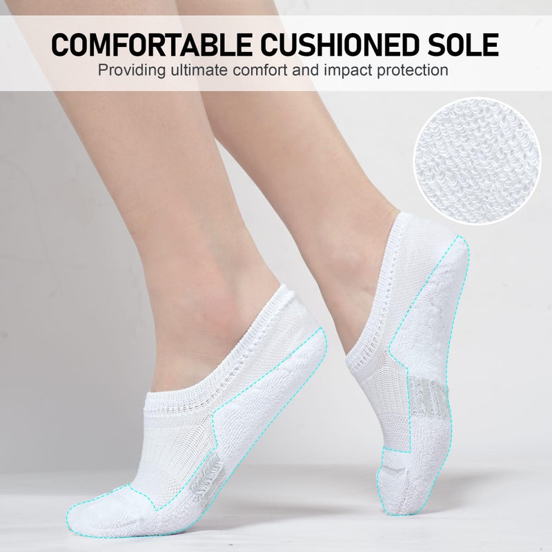 FAYBOX No Show Socks Womens Cushioned Low Cut Invisible Footies for Running Athletic Gym Ankle Socks 6 Pairs - Image 4