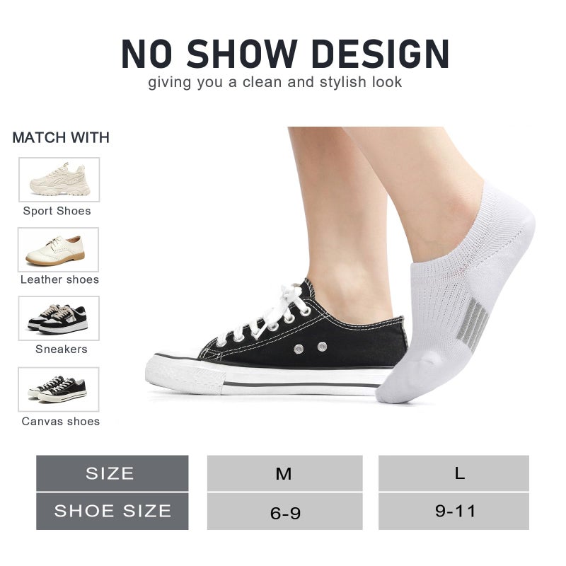 FAYBOX No Show Socks Womens Cushioned Low Cut Invisible Footies for Running Athletic Gym Ankle Socks 6 Pairs - Image 2