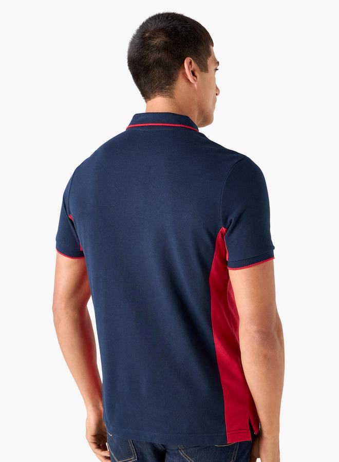 Splash FAV Colourblock Polo T-shirt with Embroidered Detail and Short Sleeves - Image 3