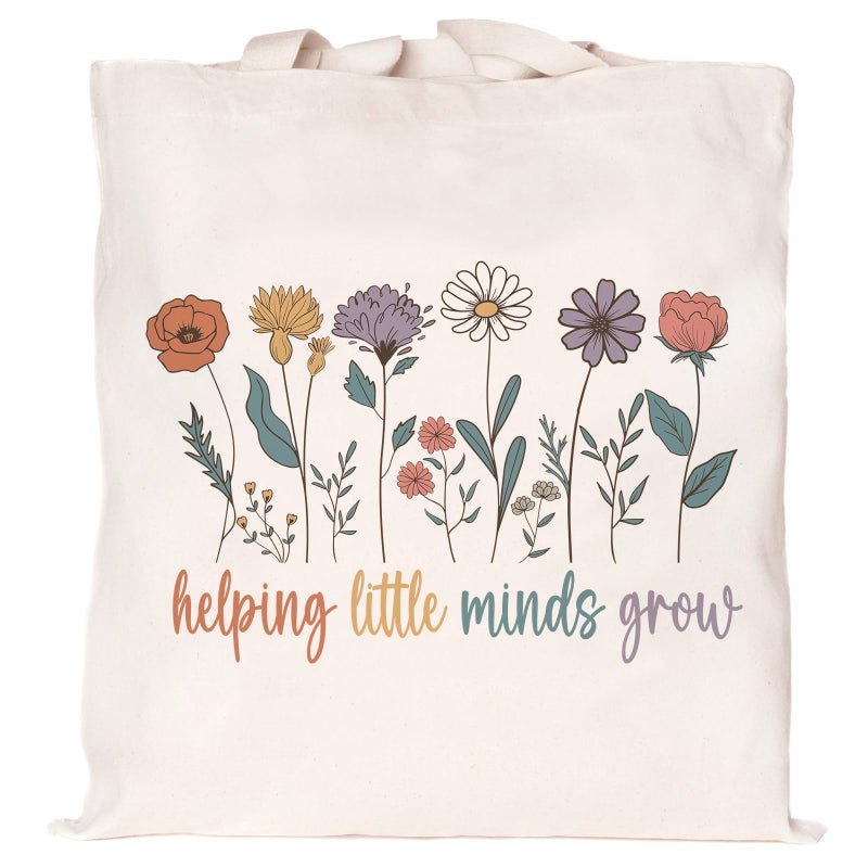 Kimoli Teacher Appreciation Gifts Women Canvas Tote Bags Aesthetic Travel Beach Bag Summer Reusable Grocery Fashion Shopping Bag Helping Little Minds Grow - Image 1
